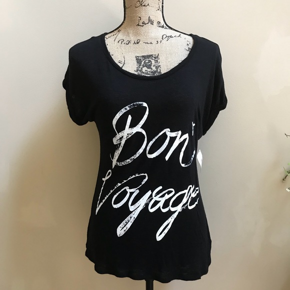 Apt. 9 Tops - APT. 9 Top, Graphic Bon Voyage, Size M, EUC